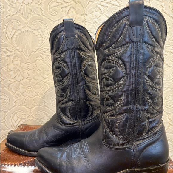 Vintage Black Western Leather Boots men’s size 8 1/2 EE wide - Picture 5 of 11